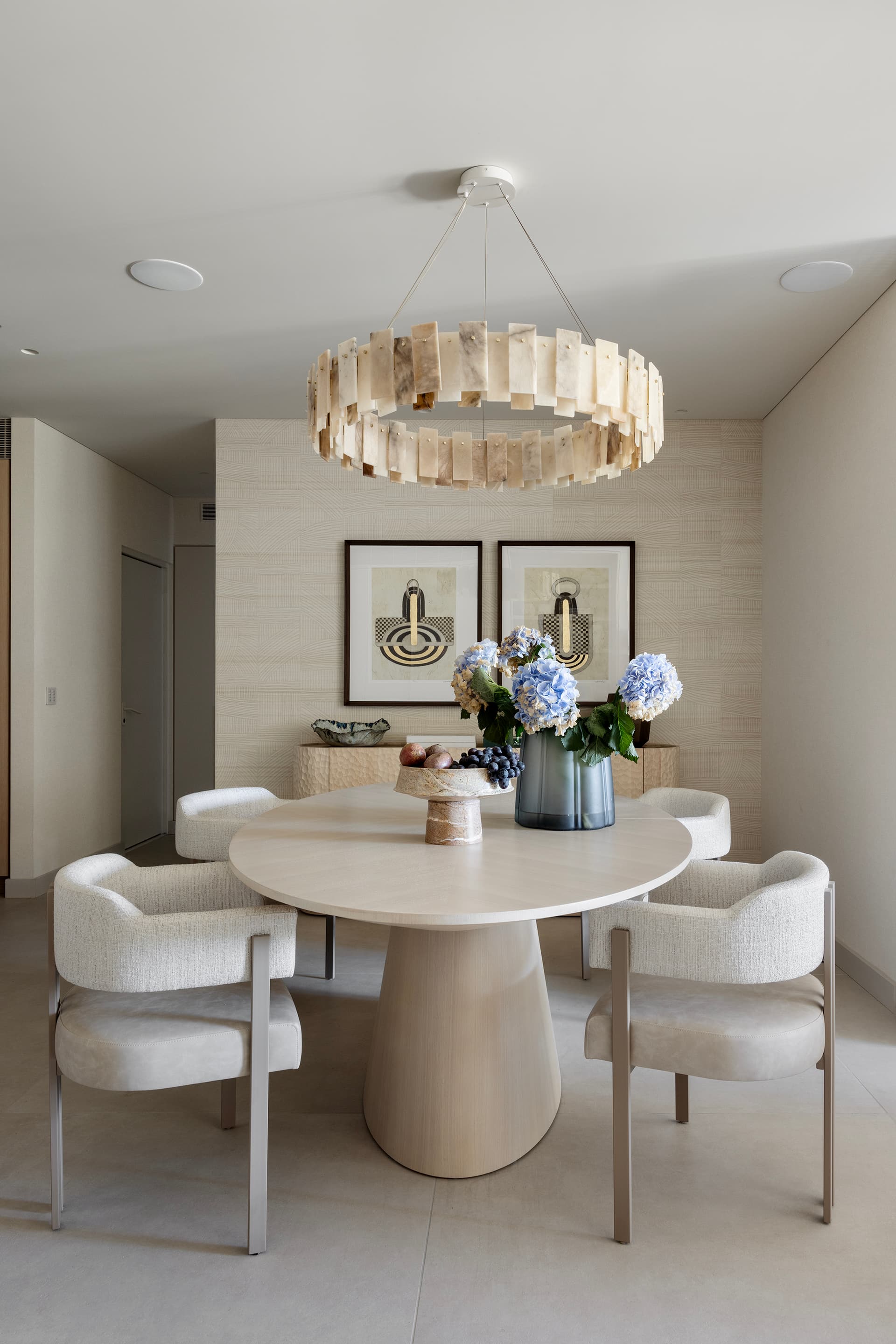 Dining room with alabaster chandelier
